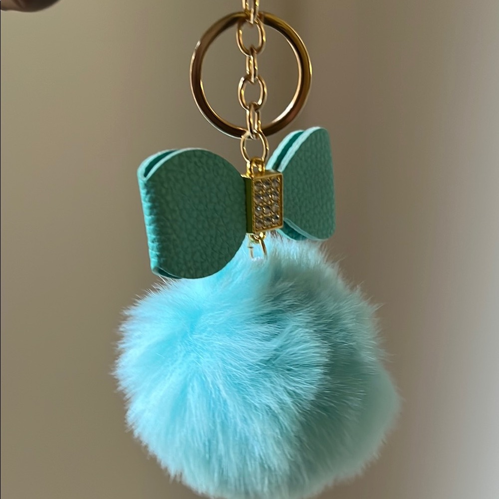 Elegant Teal Pom Pom Keychain or Bag charm NWOT